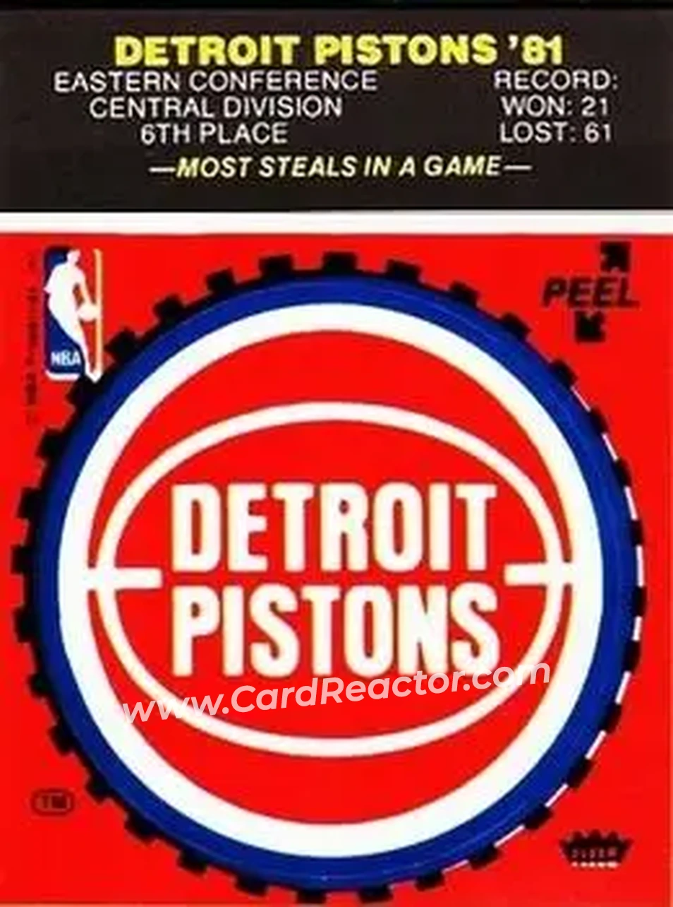 1981-82 Fleer NBA Team Stickers #NNO - (Red) - Detroit Pistons - Front