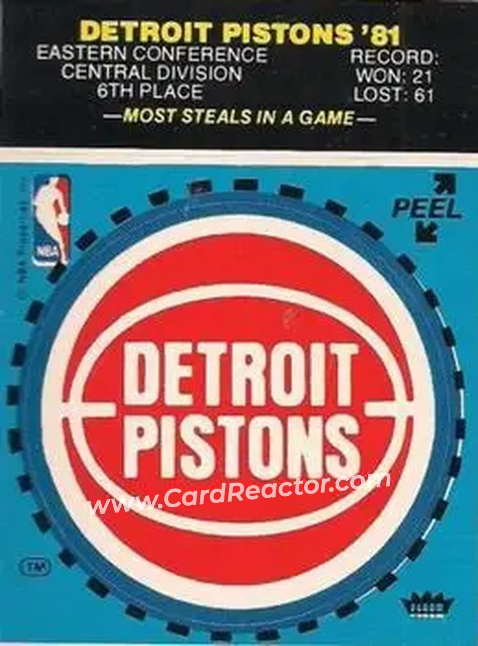 1981-82 Fleer NBA Team Stickers #NNO - (Blue) - Detroit Pistons - Front