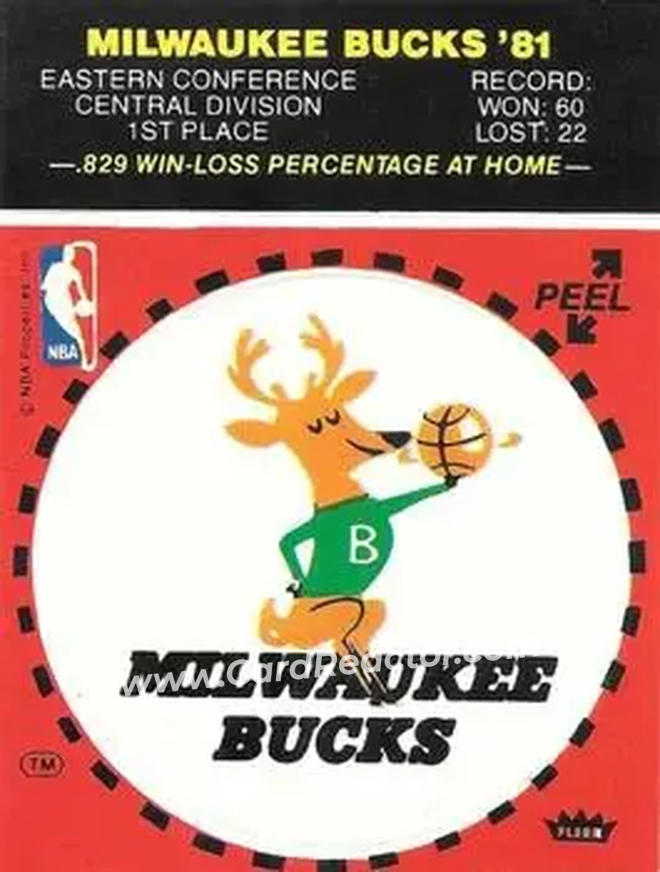 1981-82 Fleer NBA Team Stickers #NNO - (Red) - Milwaukee Bucks - Front