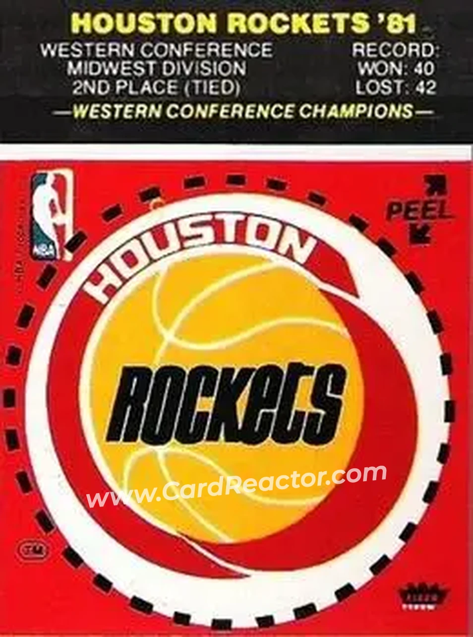 1981-82 Fleer NBA Team Stickers #NNO - (Red) - Houston Rockets - Front