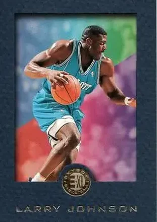 1995-96 SkyBox E-XL - Blue #8 - Larry Johnson - Charlotte Hornets