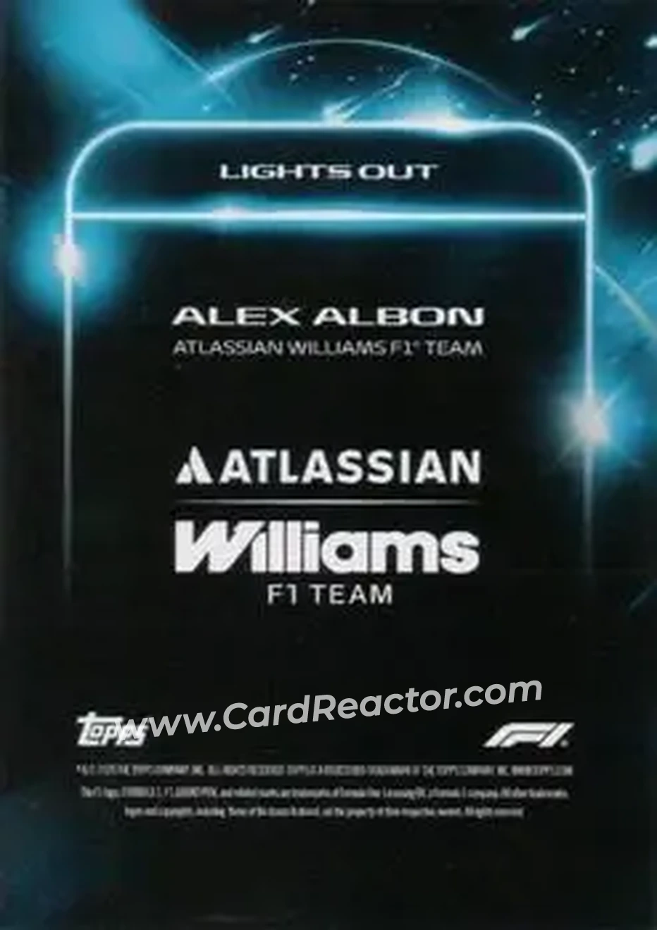2026 Topps Lights Out Formula 1 #NNO - Alex Albon - Atlassian Williams Racing - Back