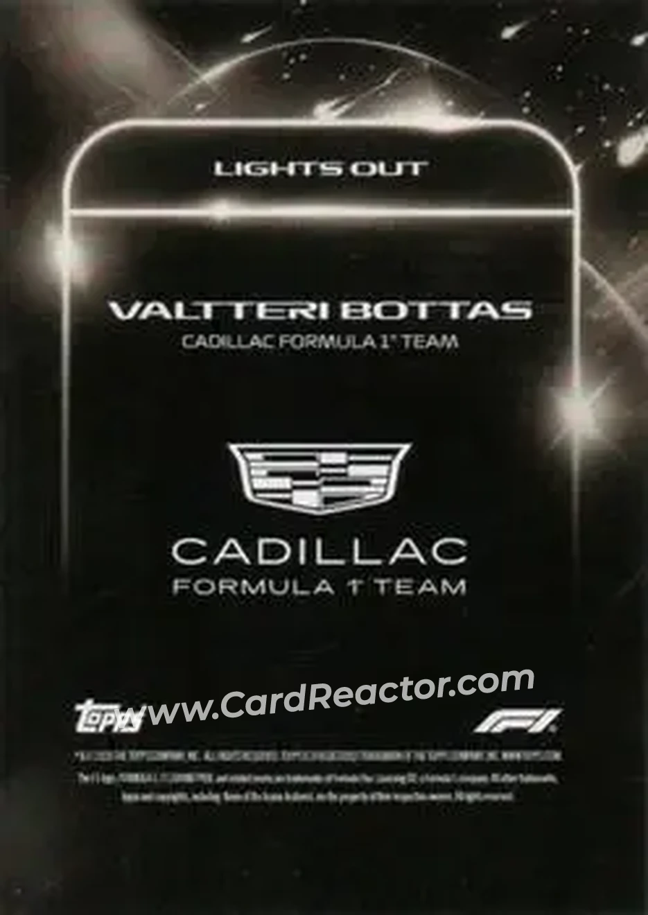 2026 Topps Lights Out Formula 1 #NNO - Valtteri Bottas - Cadillac Formula 1 Team - Back
