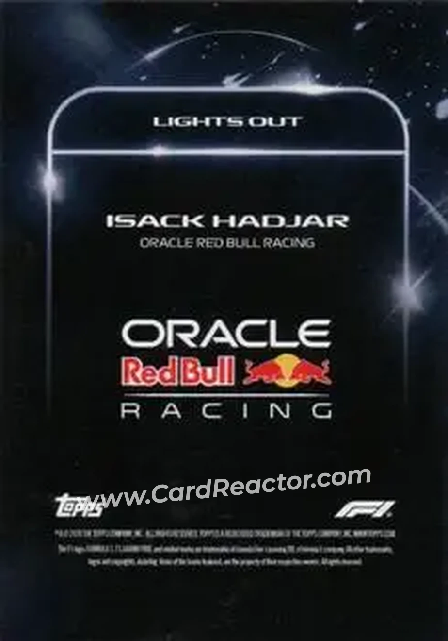 2026 Topps Lights Out Formula 1 #NNO - Isack Hadjar - Oracle Red Bull Racing - Back