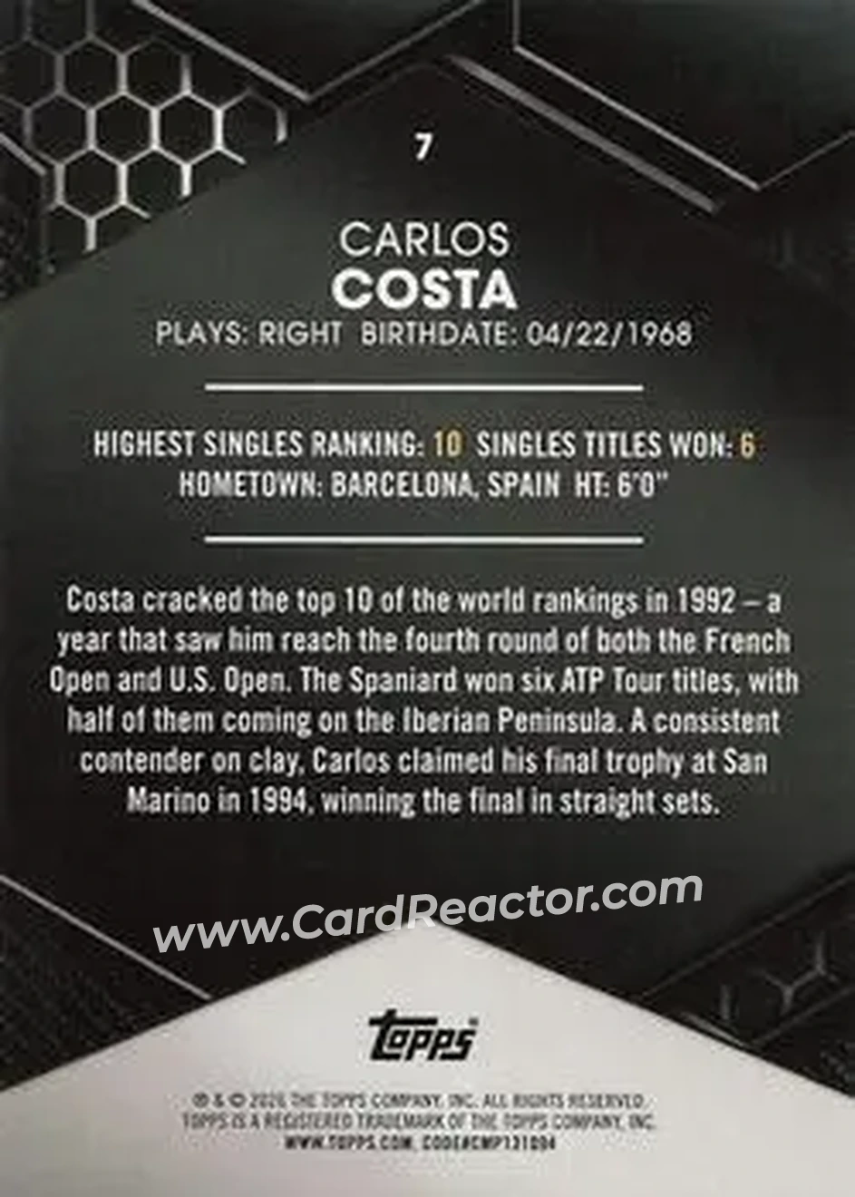 2026 Topps Graphite #7 - Carlos Costa - Back