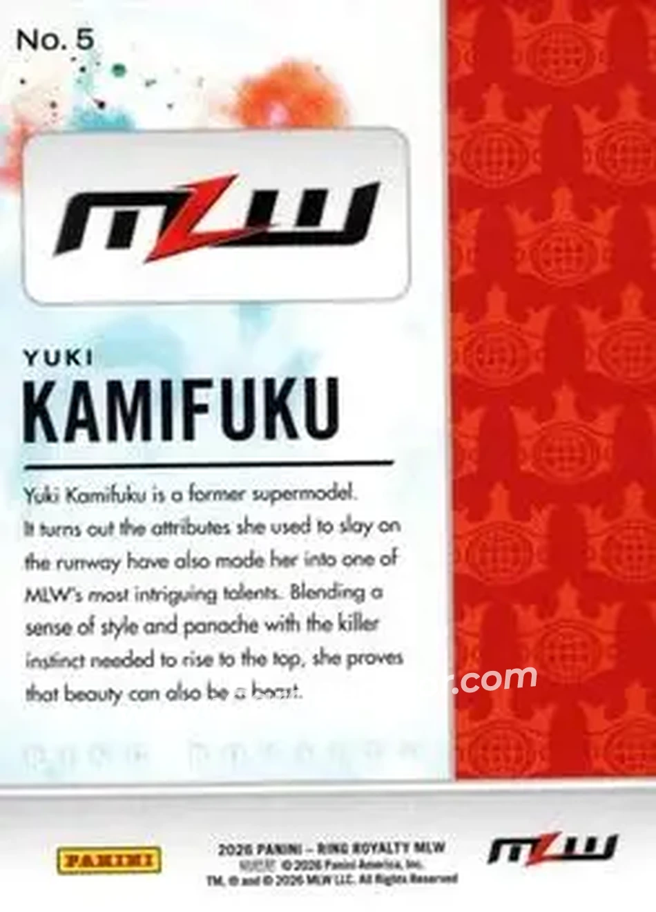2026 Panini Ring Royalty MLW #5 - Yuki Kamifuku - Back