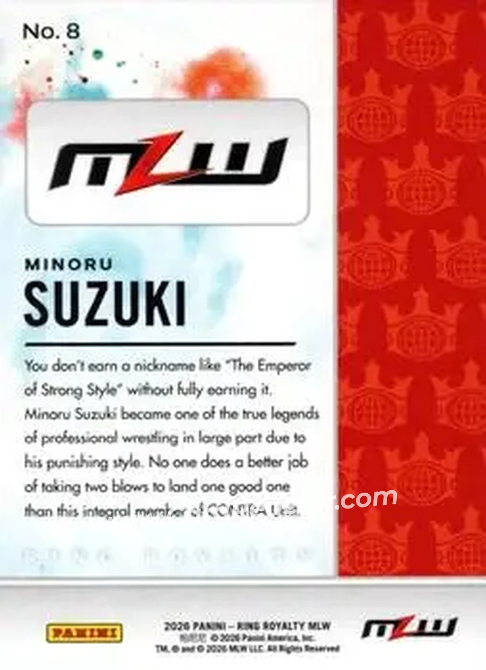 2026 Panini Ring Royalty MLW #8 - Minoru Suzuki - Back