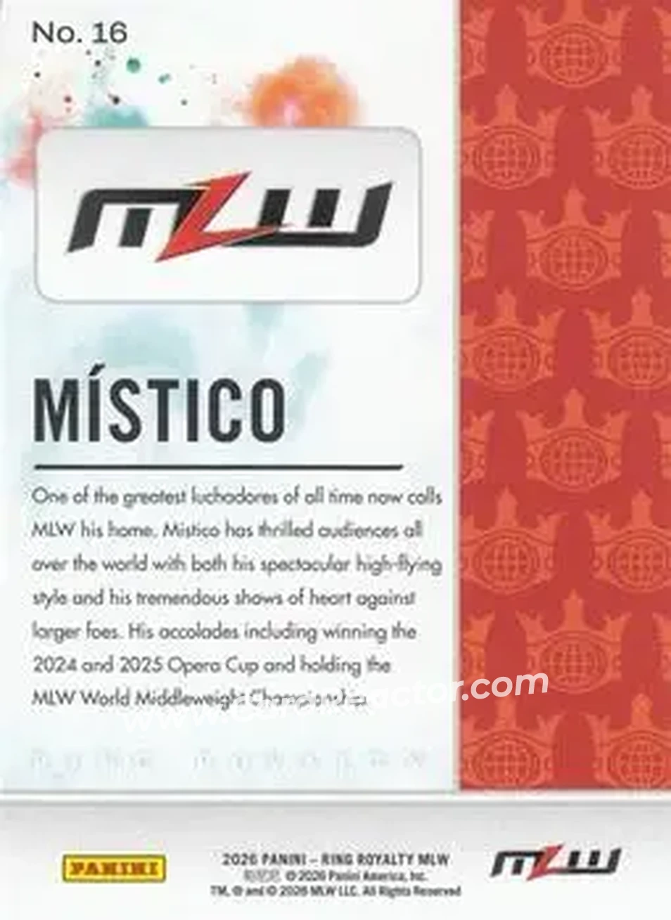 2026 Panini Ring Royalty MLW #16 - Mistico - Back