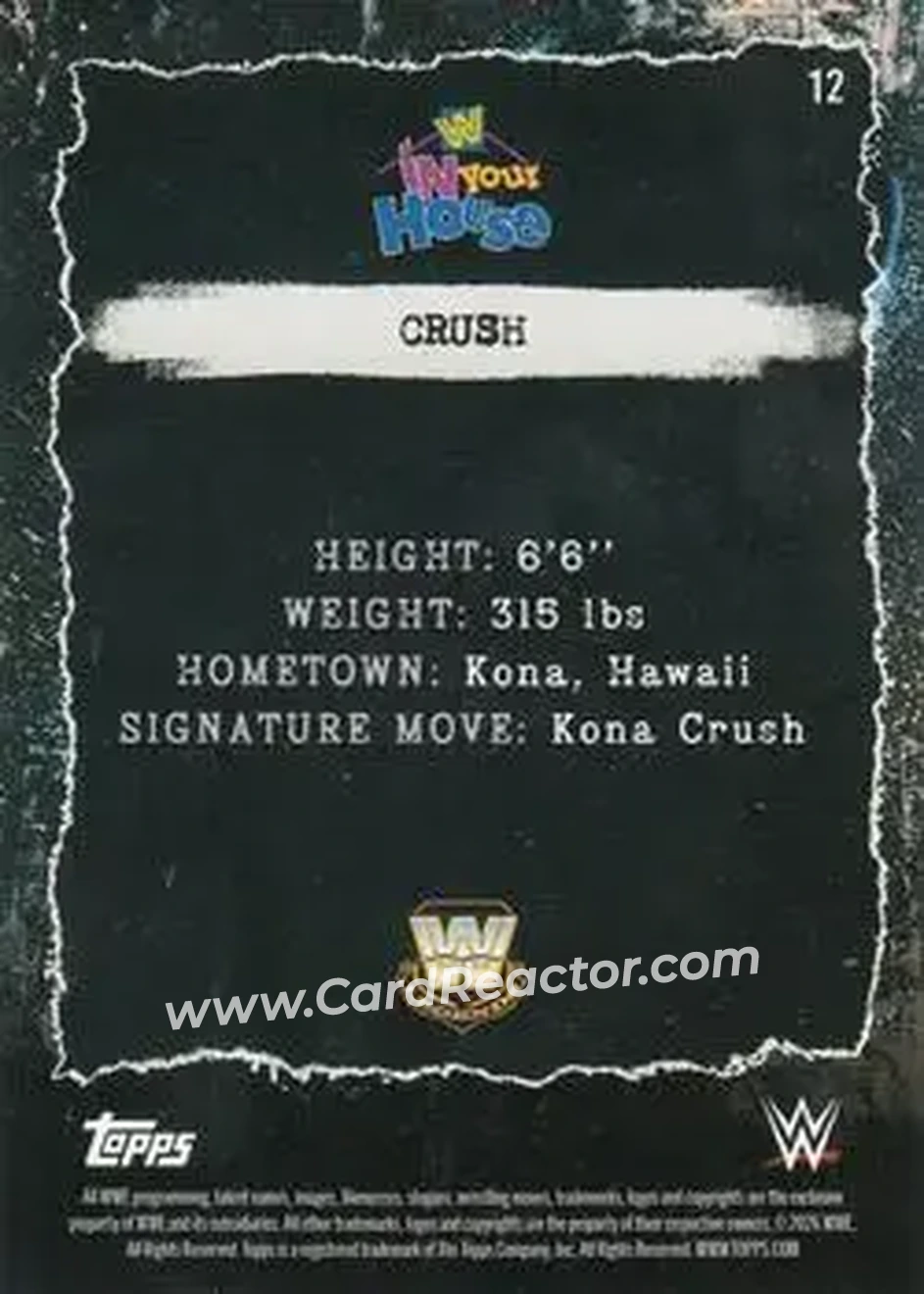 2026 Topps Decades 1990's WWE #12 - Crush - Back