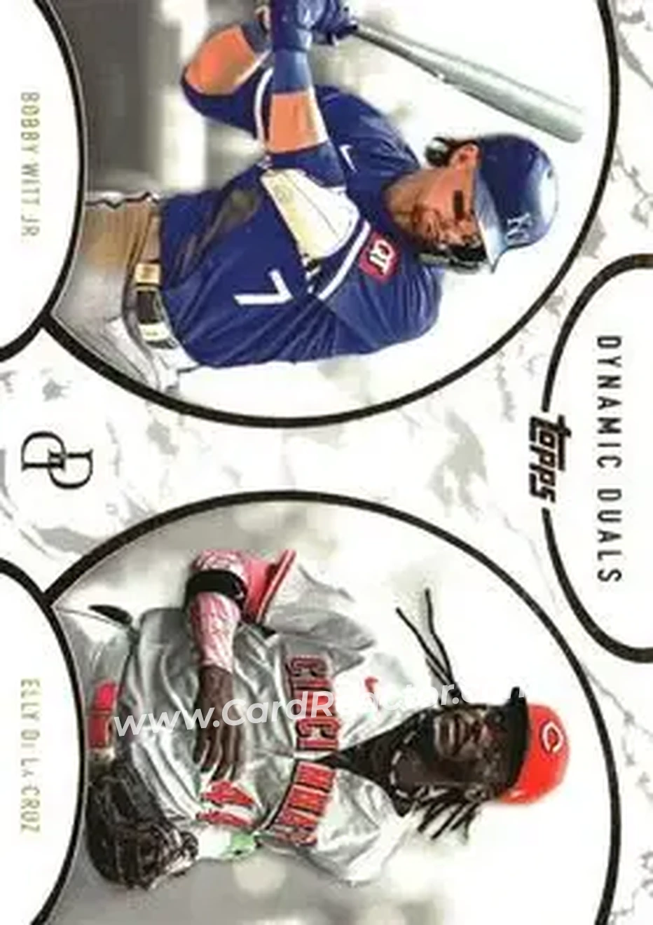 2025 Topps Dynamic Duals #2 - Bobby Witt Jr. - Elly De La Cruz - Kansas City Royals - Cincinnati Reds - Front