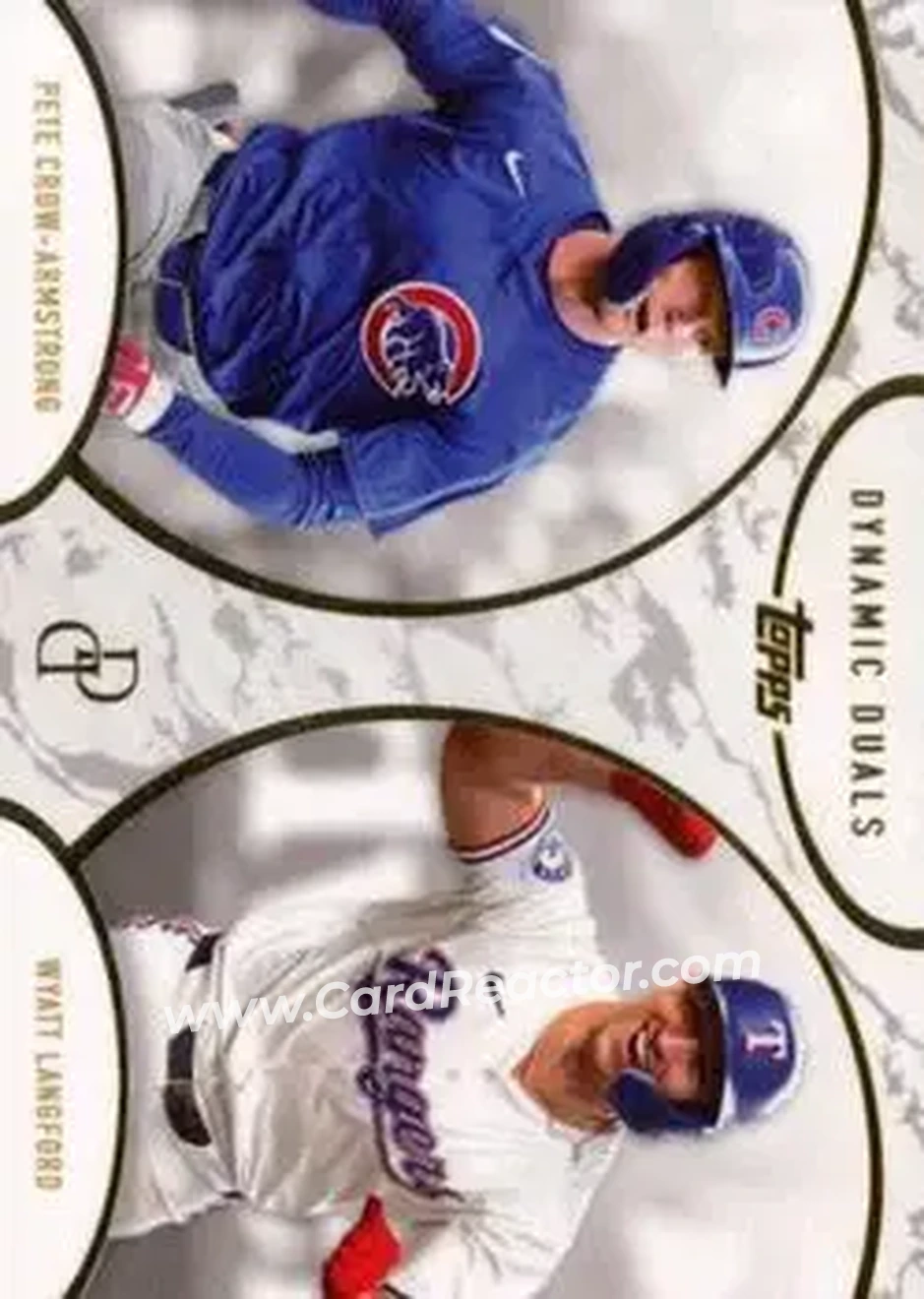 2025 Topps Dynamic Duals #3 - Pete Crow-Armstrong - Wyatt Langford - Chicago Cubs - Texas Rangers - Front