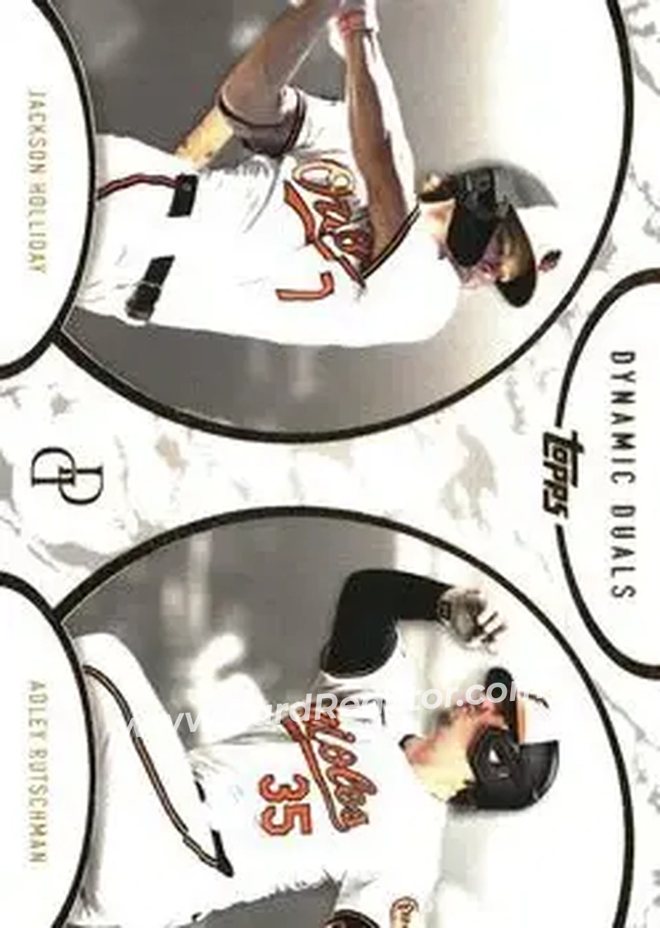 2025 Topps Dynamic Duals #6 - Jackson Holliday - Adley Rutschman - Baltimore Orioles - Baltimore Orioles - Front 2025 Topps Dynamic Duals #6 - Jackson Holliday - Adley Rutschman - Baltimore Orioles - Baltimore Orioles - Front