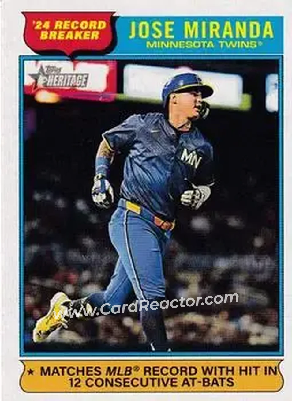 2025 Topps Heritage #4 - Jose Miranda - Minnesota Twins - Front