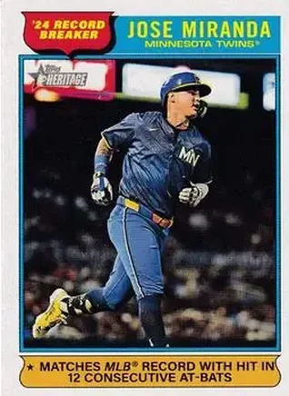 2025 Topps Heritage #4 - Jose Miranda - Minnesota Twins
