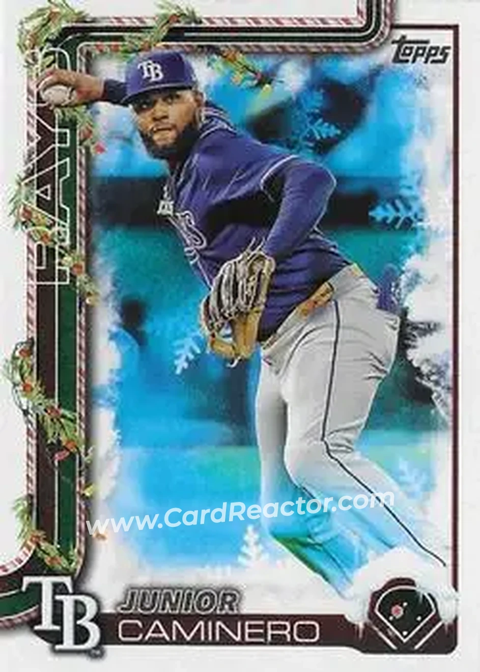 2025 Topps Holiday #H3b - Junior Caminero - Tampa Bay Rays - Front
