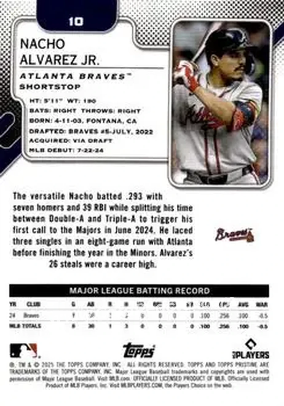 2025 Topps Pristine #10 - Nacho Alvarez Jr. - Atlanta Braves - Back