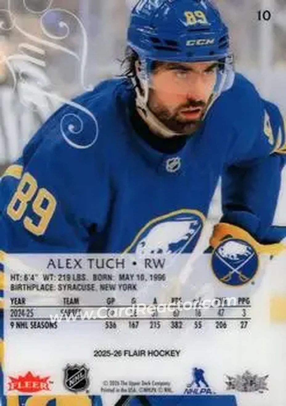 2025-26 Flair #10 - Alex Tuch - Buffalo Sabres - Back