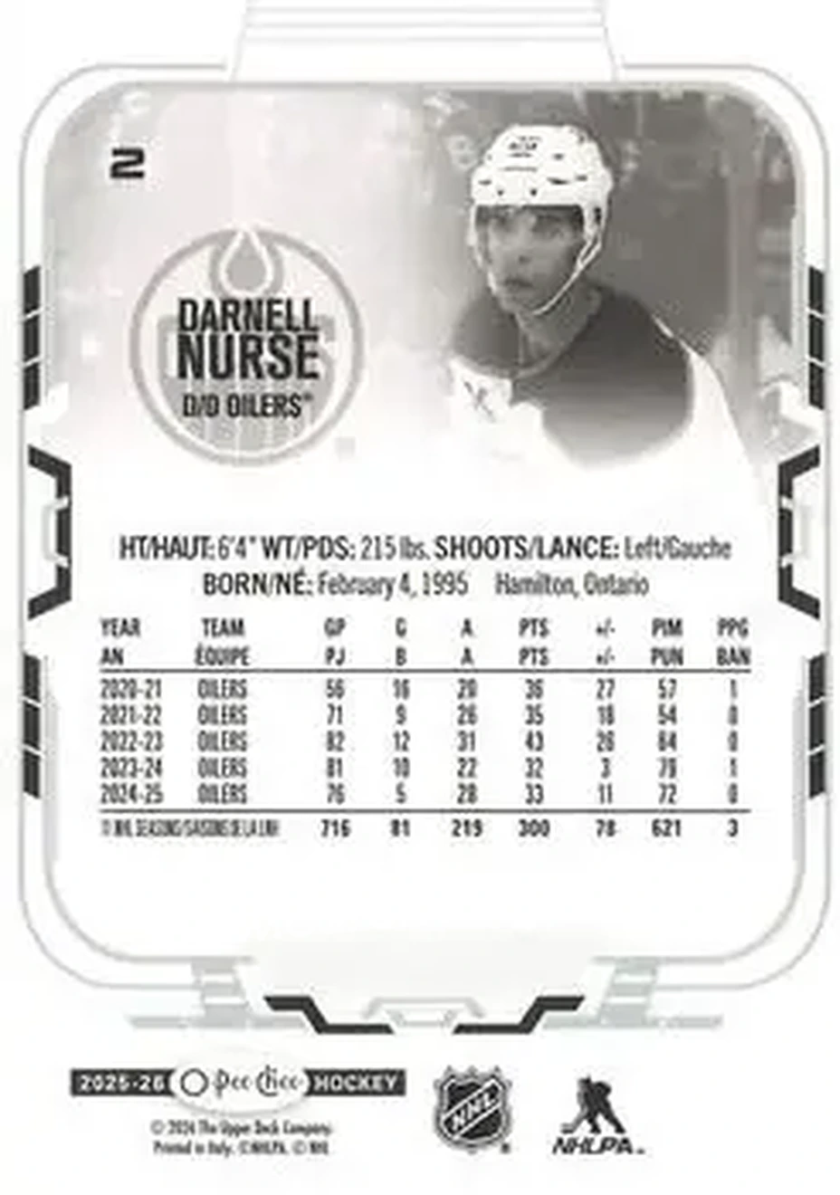 2025-26 O-Pee-Chee #2 - Darnell Nurse - Edmonton Oilers - Back