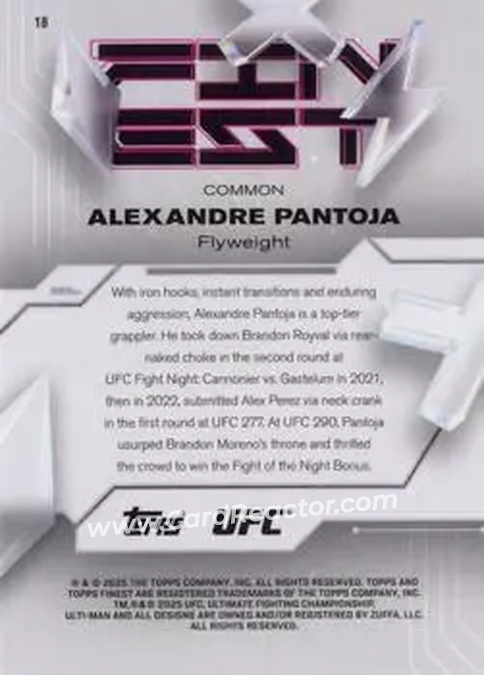 2025 Topps Finest UFC #18 - Alexandre Pantoja - Back