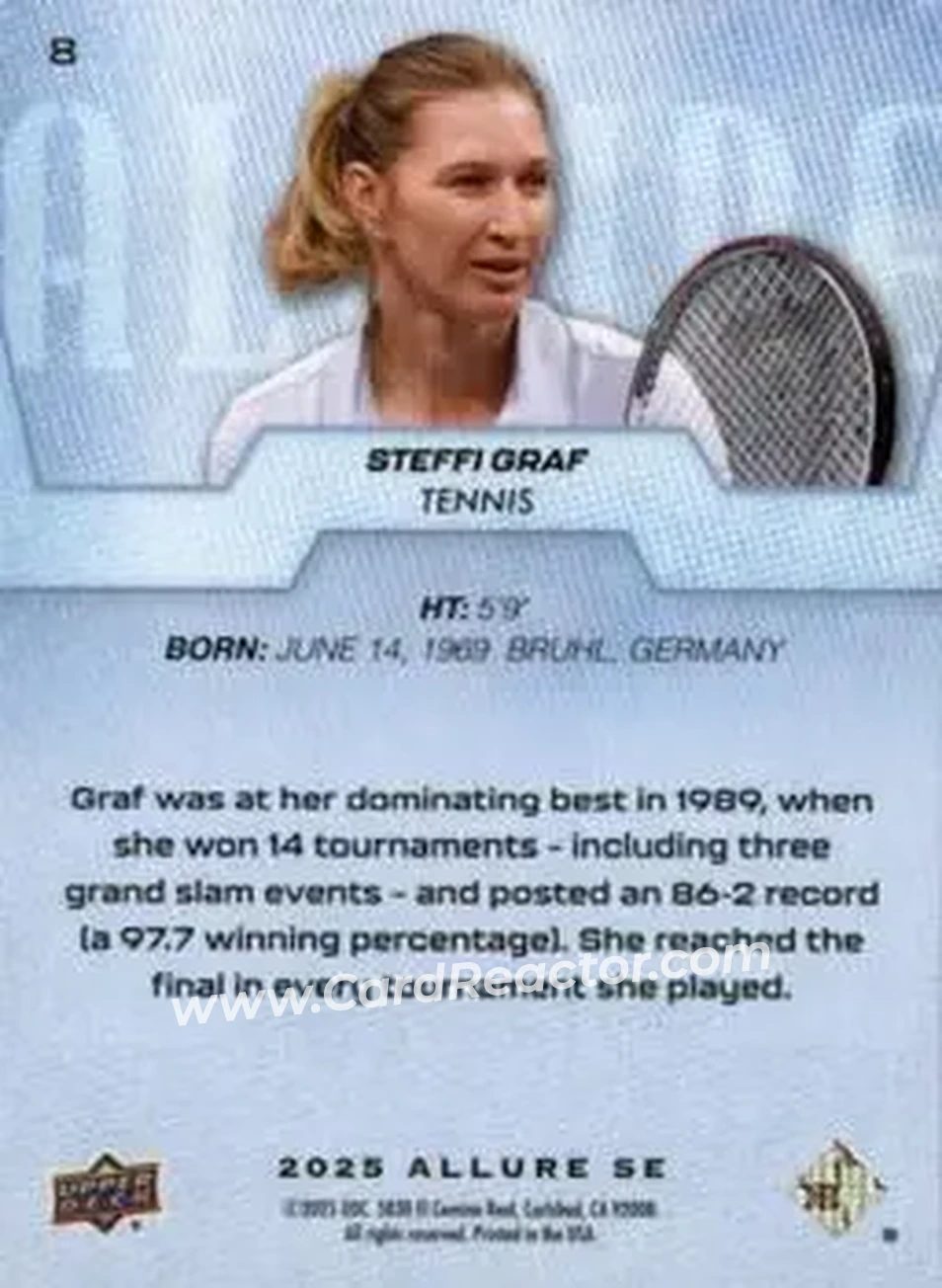 2025 Upper Deck Allure SE #8 - Steffi Graf - Back