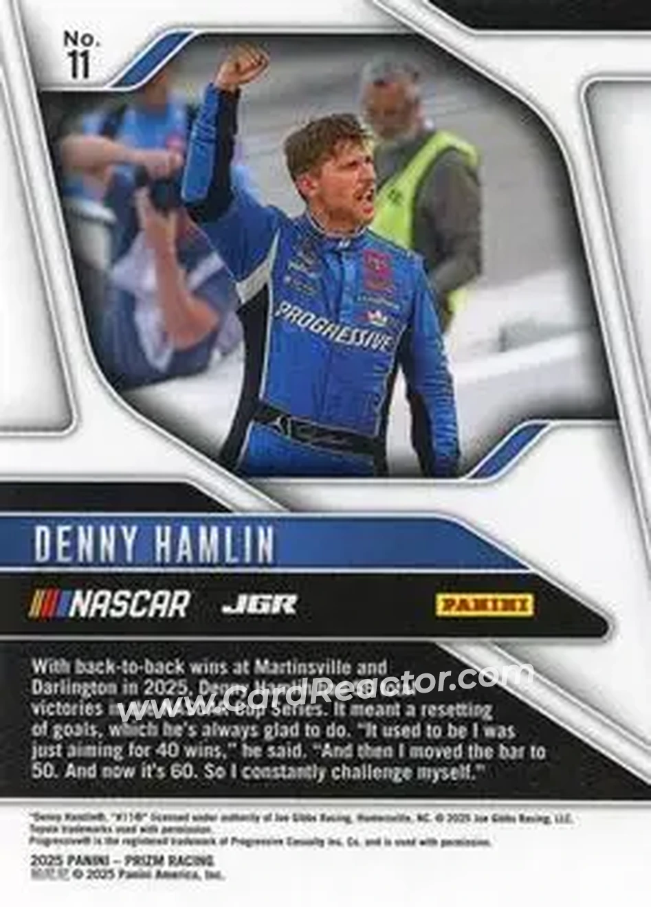 2025 Panini Prizm #11 - Denny Hamlin - Joe Gibbs Racing - Back
