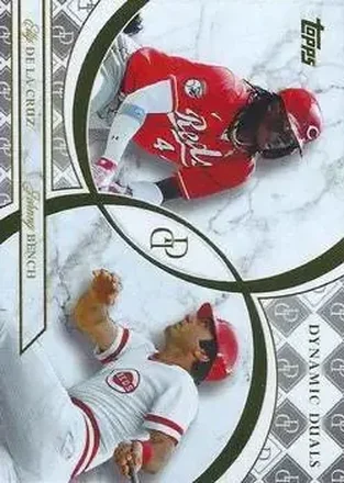 2024 Topps Dynamic Duals #4 - Elly De La Cruz - Johnny Bench - Cincinnati Reds - Cincinnati Reds