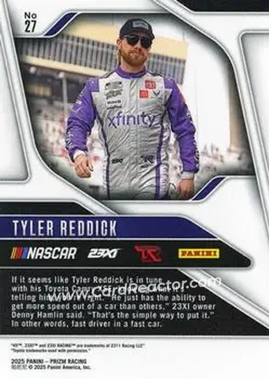 2025 Panini Prizm #27 - Tyler Reddick - 23XI Racing - Back