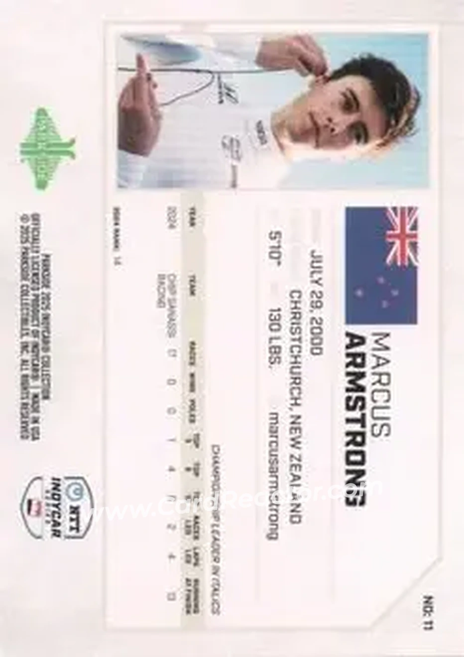 2025 Parkside IndyCar Collection #11b - Marcus Armstrong - Chip Ganassi Racing - Back