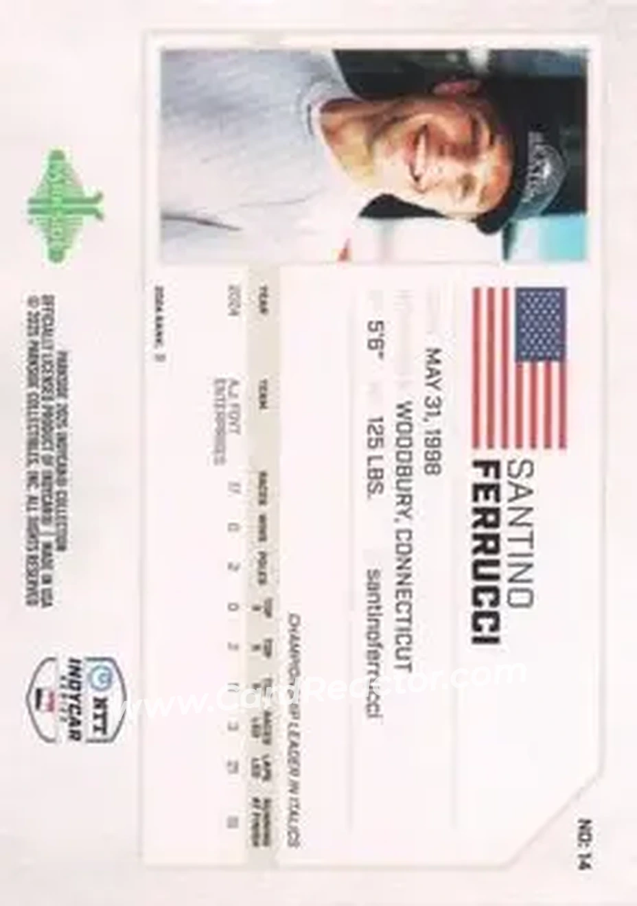 2025 Parkside IndyCar Collection #14b - Santino Ferrucci - A.J. Foyt Enterprises - Back