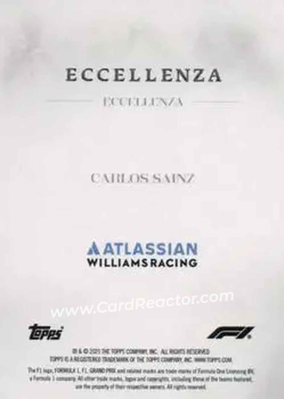 2025 Topps Eccellenza Formula 1 #NNO - Carlos Sainz - Atlassian Williams Racing - Back