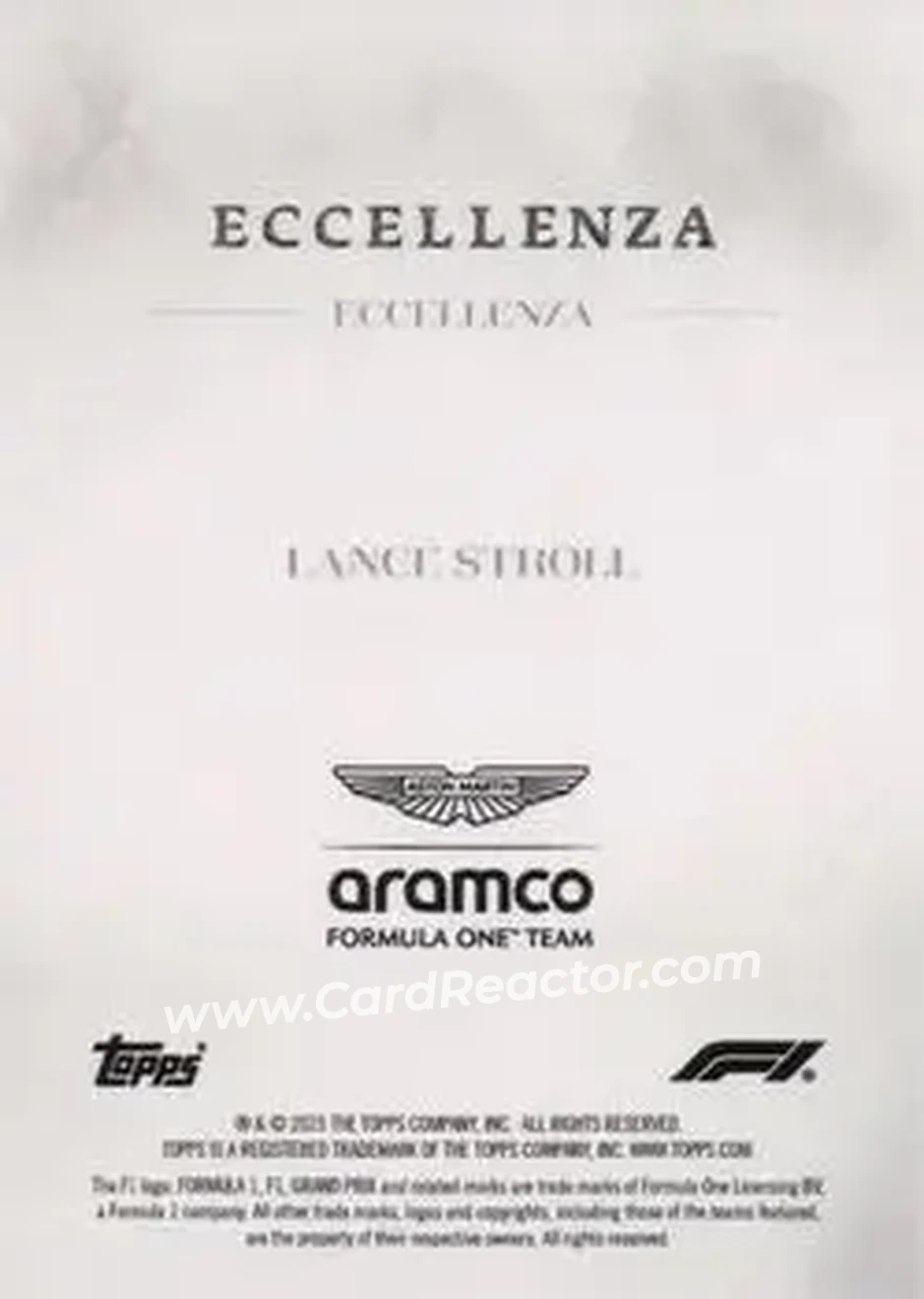 2025 Topps Eccellenza Formula 1 #NNO - Lance Stroll - Aston Martin Aramco Formula One Team - Back