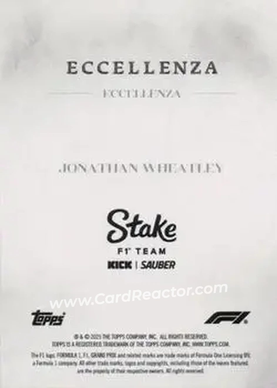 2025 Topps Eccellenza Formula 1 #NNO - Jonathan Wheatley - Stake F1 Team KICK Sauber - Back