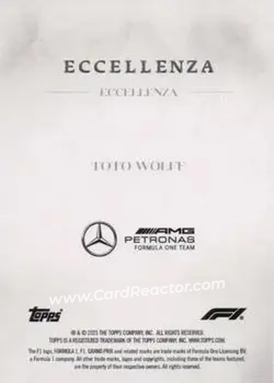 2025 Topps Eccellenza Formula 1 #NNO - Toto Wolff - Mercedes-AMG Petronas Formula One Team - Back