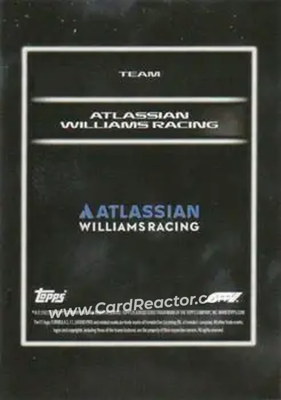 2025 Topps Lights Out Formula 1 #NNO - Atlassian Williams Racing - Atlassian Williams Racing - Back