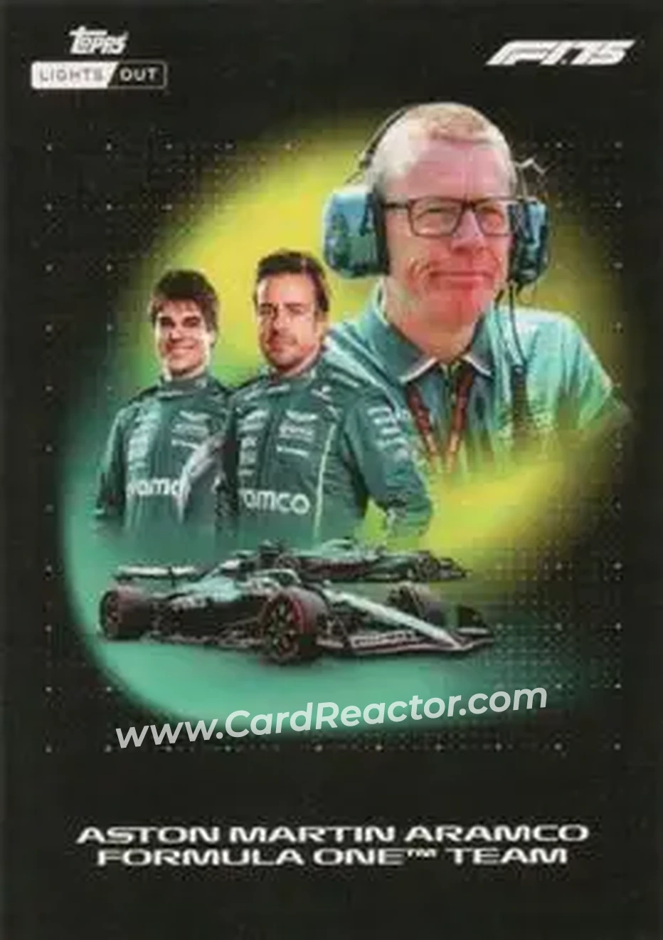 2025 Topps Lights Out Formula 1 #NNO - Aston Martin Aramco Formula One Team - Aston Martin Aramco Formula One Team - Front 2025 Topps Lights Out Formula 1 #NNO - Aston Martin Aramco Formula One Team - Aston Martin Aramco Formula One Team - Front