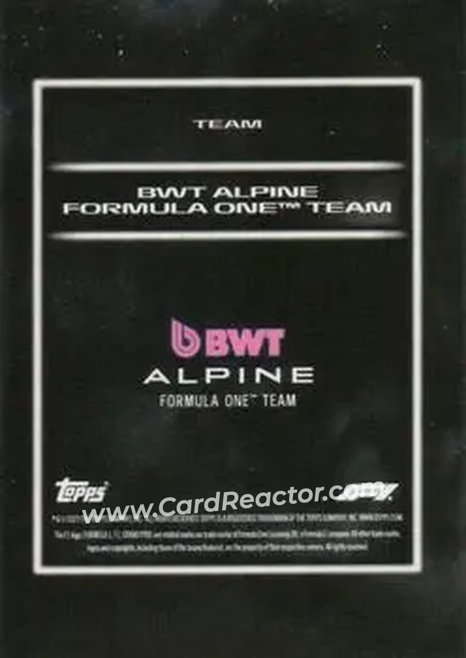2025 Topps Lights Out Formula 1 #NNO - BWT Alpine Formula One Team - BWT Alpine F1 Team - Back