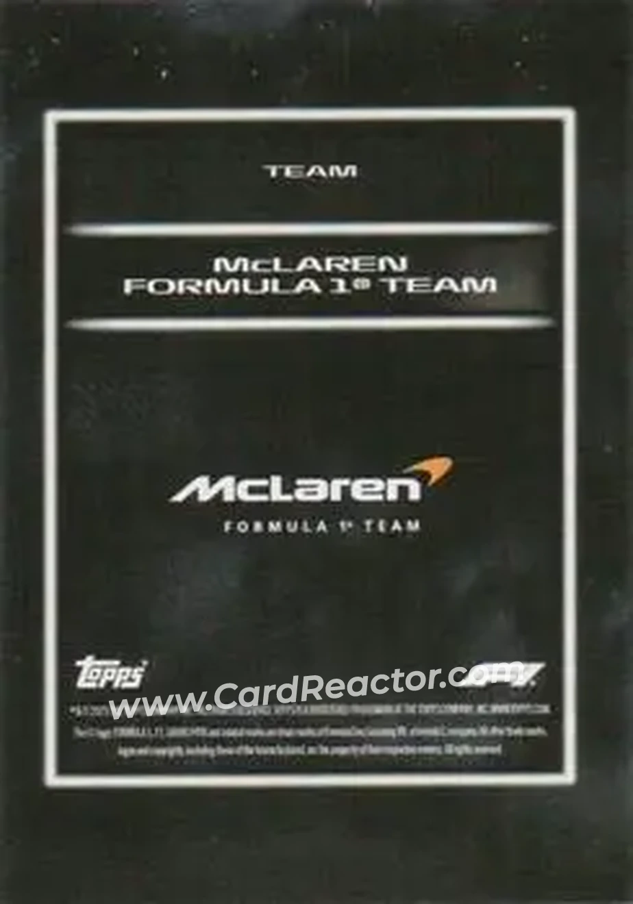 2025 Topps Lights Out Formula 1 #NNO - McLaren Formula 1 Team - McLaren F1 - Back