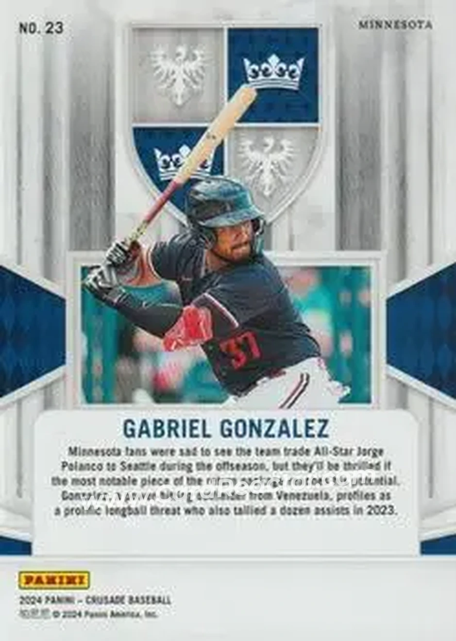 2024 Panini Crusade #23 - Gabriel Gonzalez - Minnesota Twins - Back