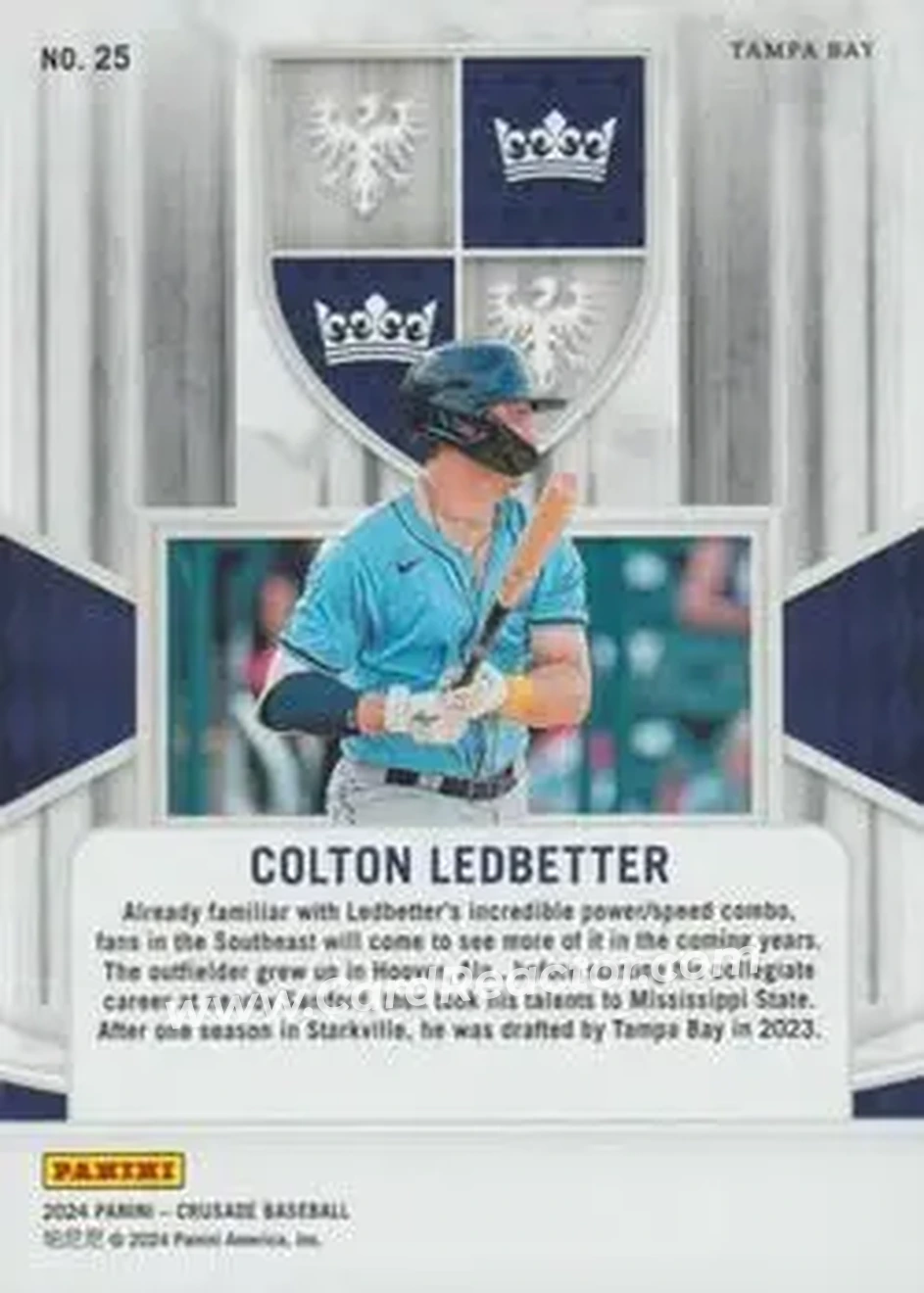2024 Panini Crusade #25 - Colton Ledbetter - Tampa Bay Rays - Back