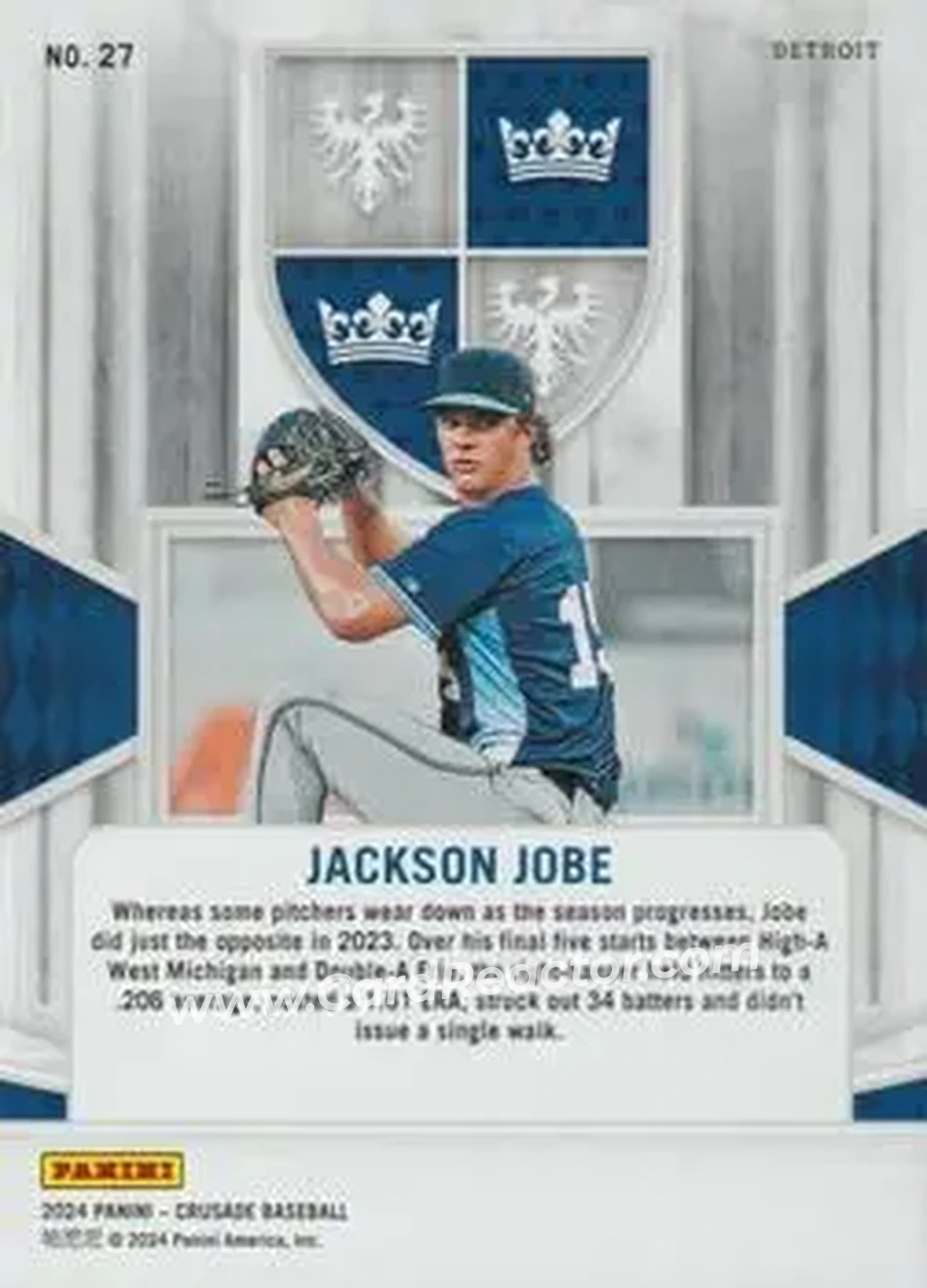 2024 Panini Crusade #27 - Jackson Jobe - Detroit Tigers - Back
