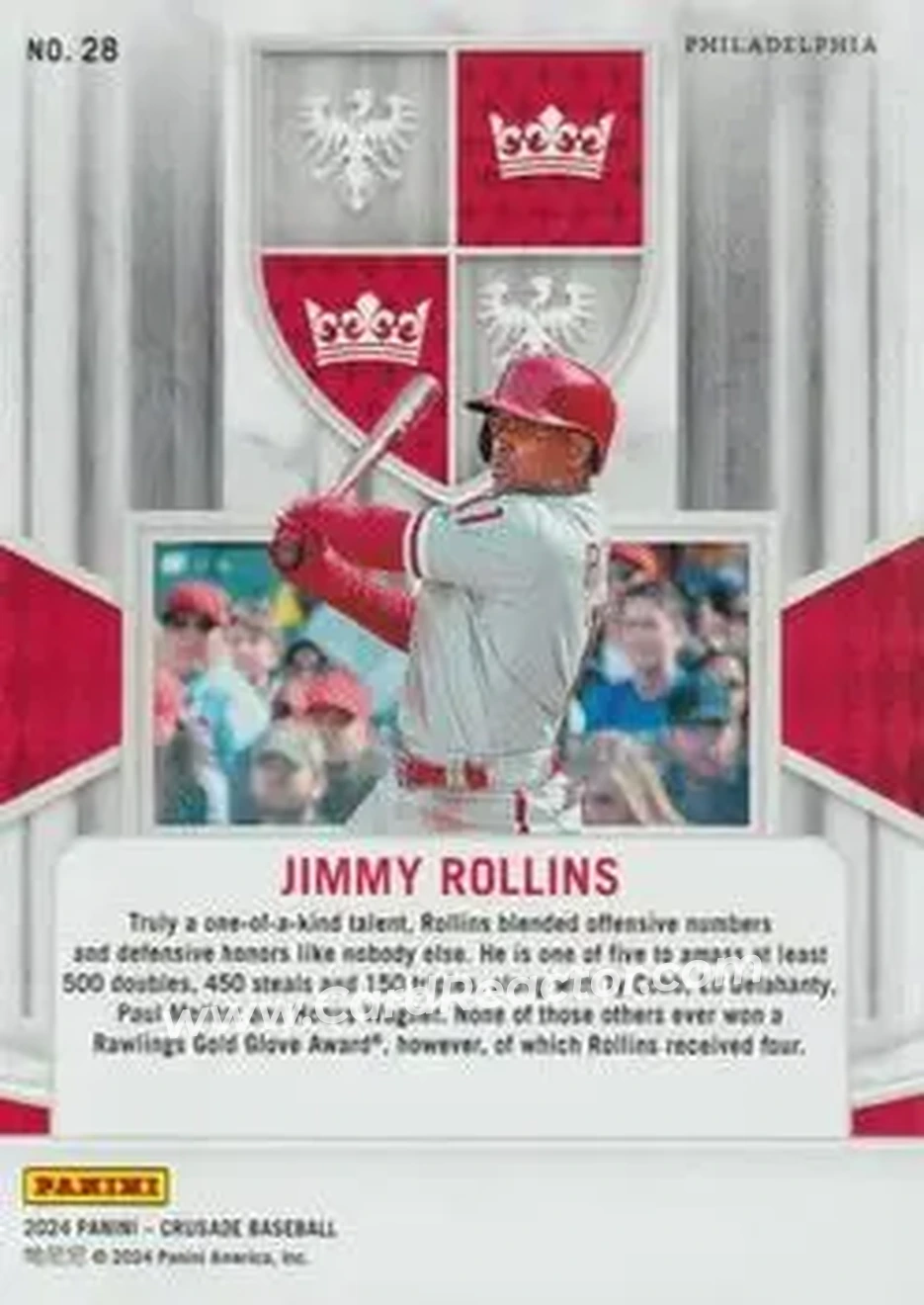 2024 Panini Crusade #28 - Jimmy Rollins - Philadelphia Phillies - Back