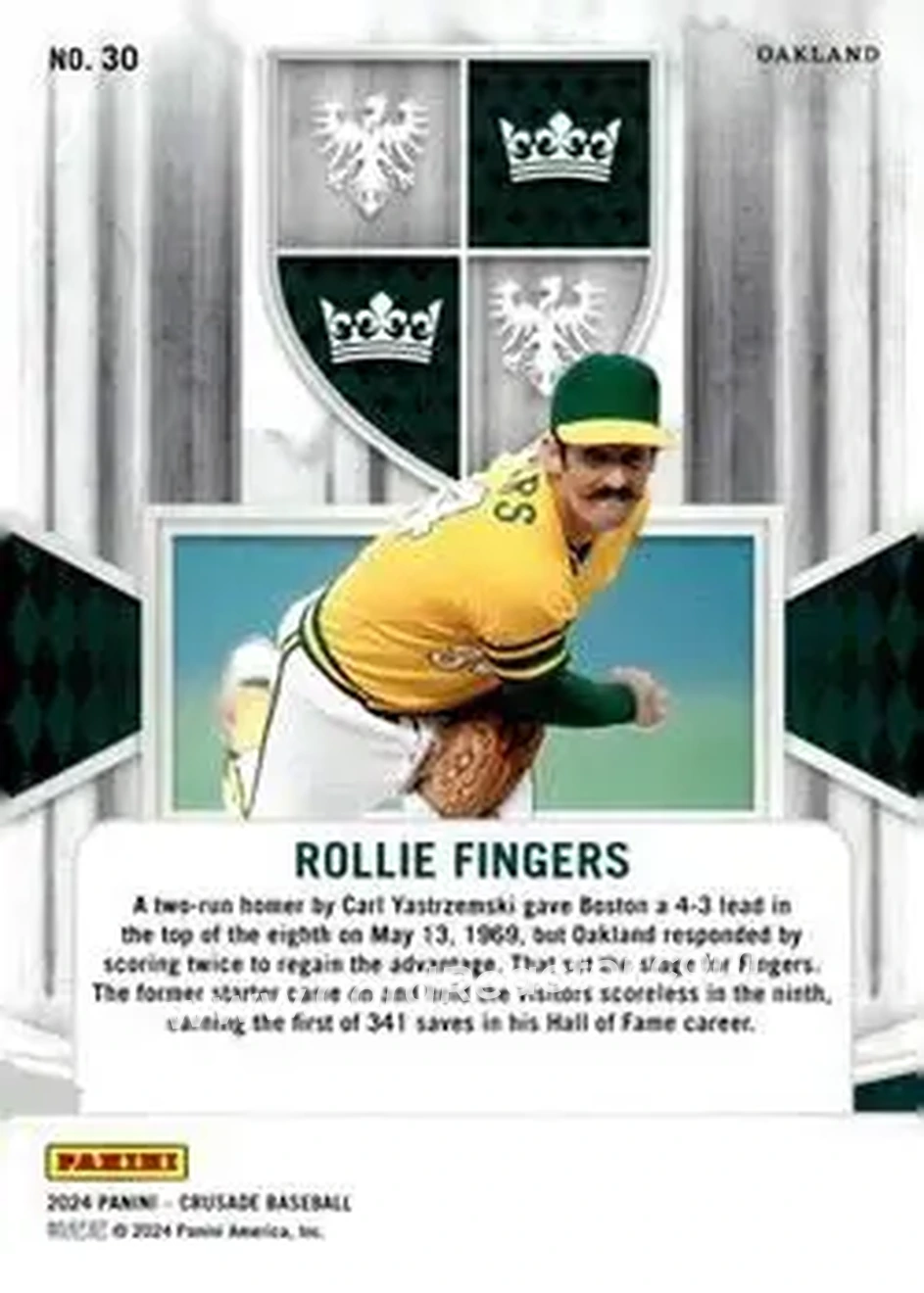 2024 Panini Crusade #30 - Rollie Fingers - Oakland Athletics - Back