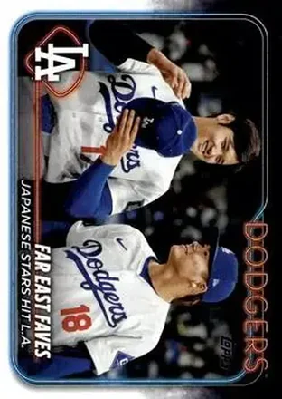 2024 Topps Update #US13 - Far East Faves: Japanese Stars Hit L.A. (Shohei Ohtani - Yoshinobu Yamamoto) CC - Los Angeles Dodgers - Los Angeles Dodgers