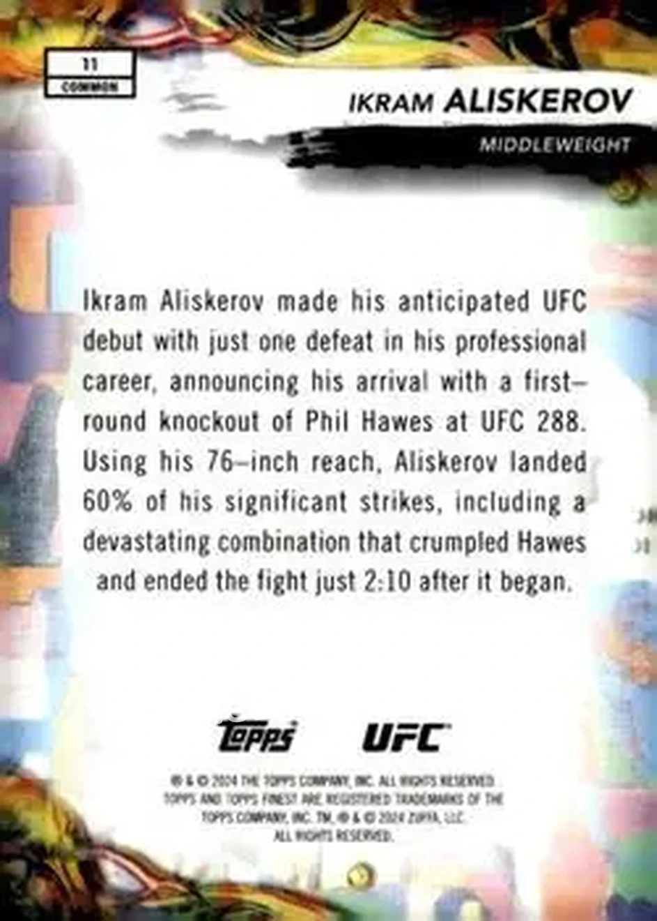 2024 Topps Finest UFC #11 - Ikram Aliskerov - Back