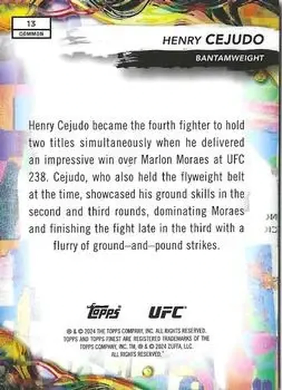 2024 Topps Finest UFC #13 - Henry Cejudo - Back