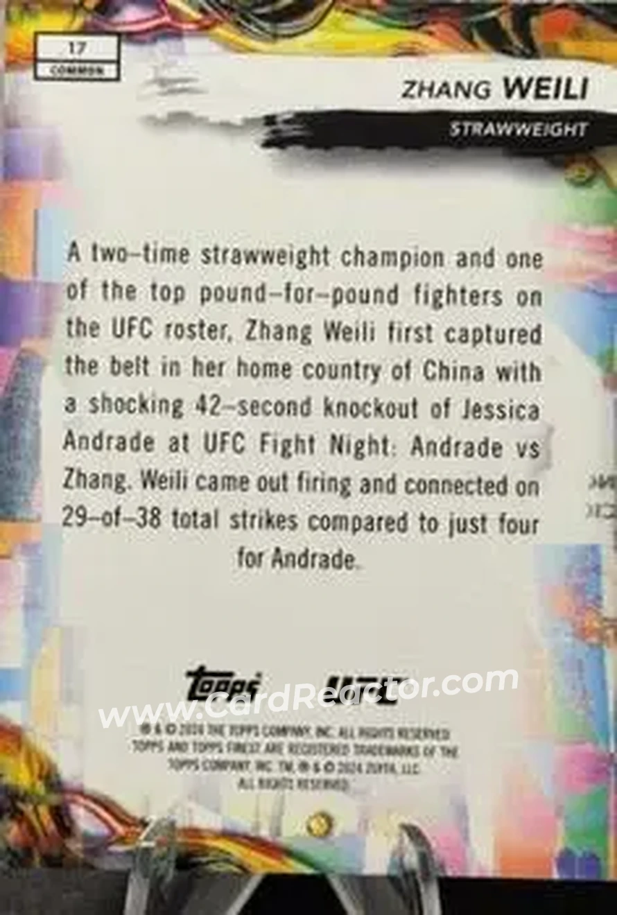 2024 Topps Finest UFC #17 - Zhang Weili - Back