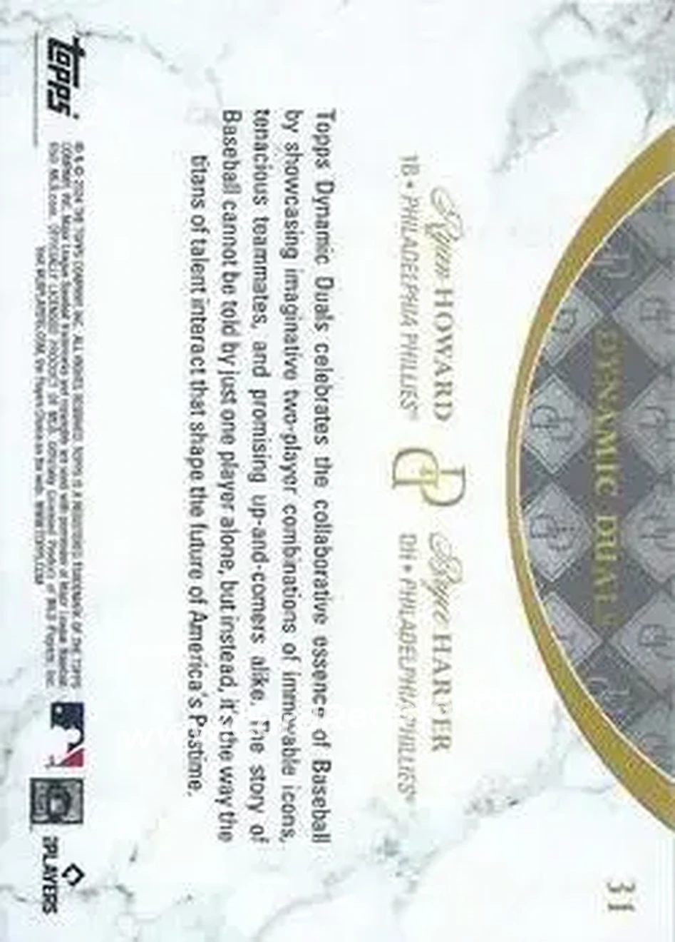 2024 Topps Dynamic Duals #31 - Ryan Howard - Bryce Harper - Philadelphia Phillies - Philadelphia Phillies - Back 2024 Topps Dynamic Duals #31 - Ryan Howard - Bryce Harper - Philadelphia Phillies - Philadelphia Phillies - Back