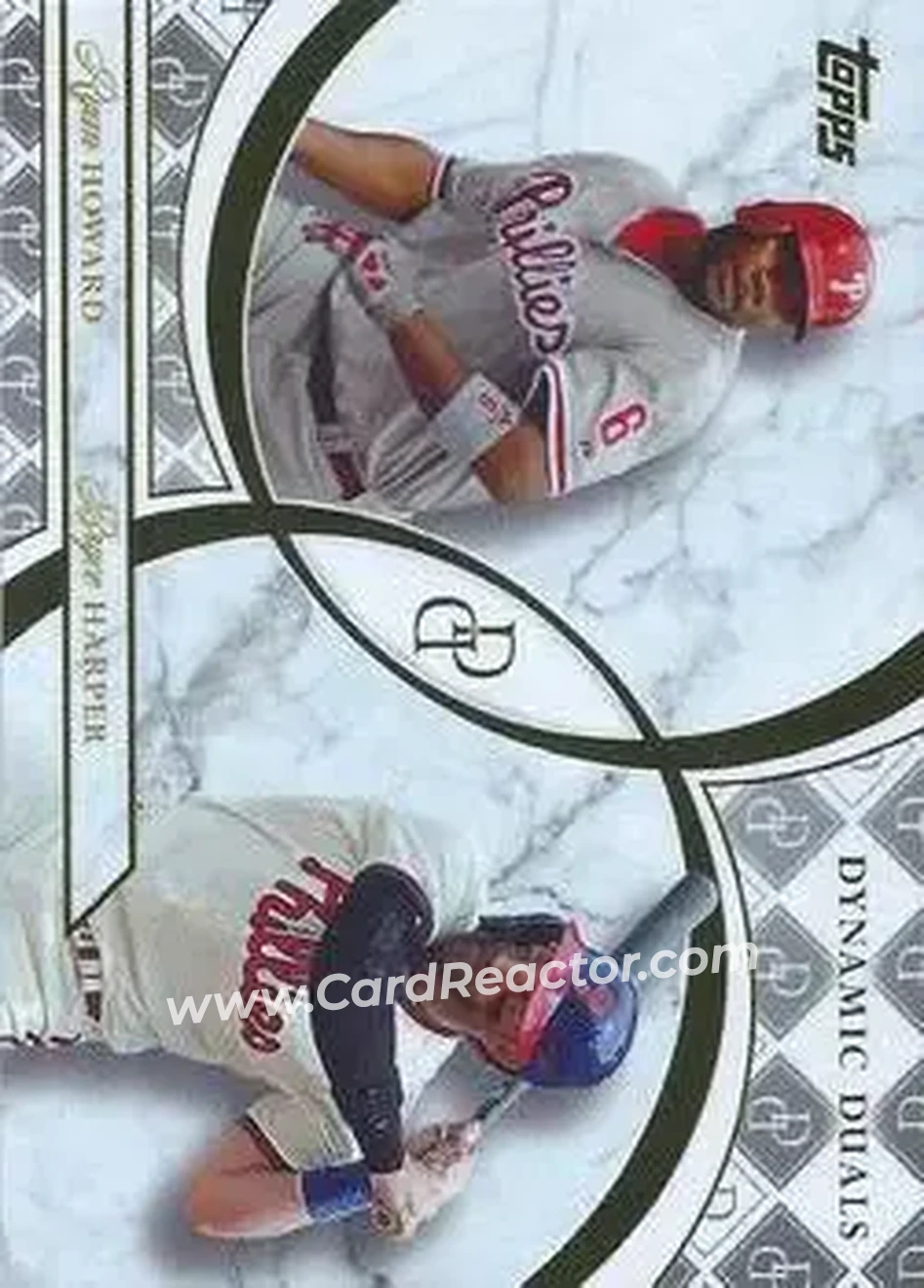 2024 Topps Dynamic Duals #31 - Ryan Howard - Bryce Harper - Philadelphia Phillies - Philadelphia Phillies - Front 2024 Topps Dynamic Duals #31 - Ryan Howard - Bryce Harper - Philadelphia Phillies - Philadelphia Phillies - Front