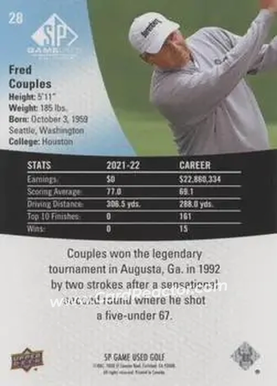 2024 SP Game Used #28 - Fred Couples - Back