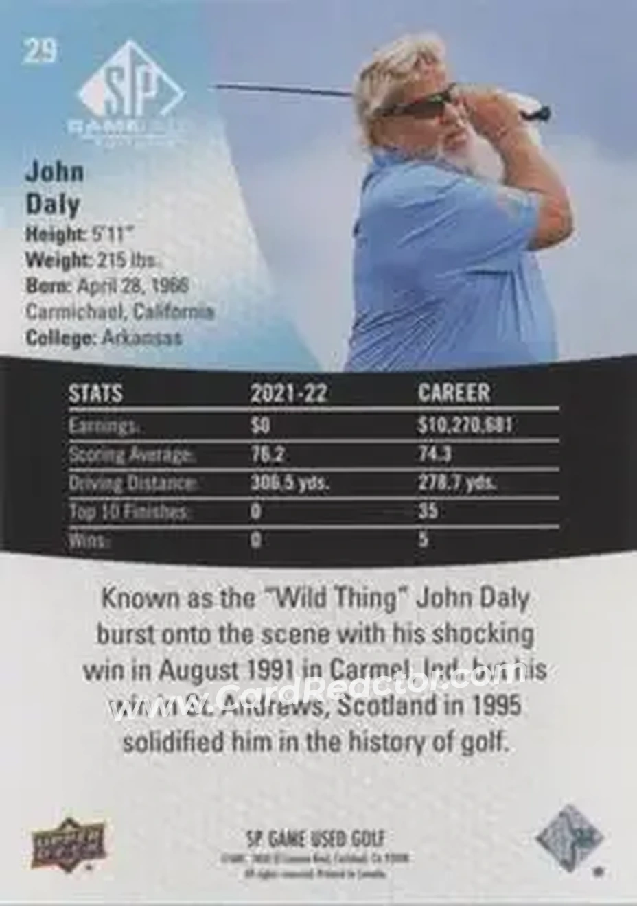 2024 SP Game Used #29 - John Daly - Back